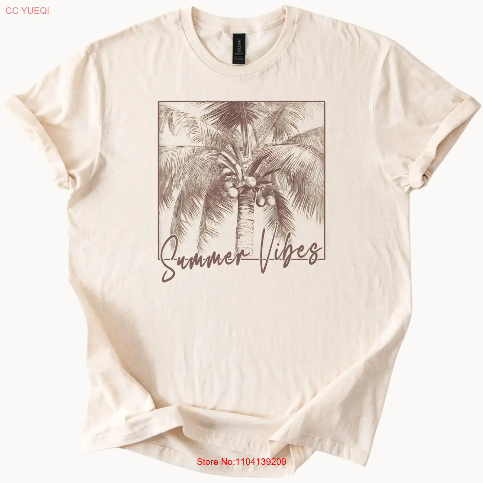 Vintage Vibes Fashion - Футболка Summer Vibes с изображением пальмы,